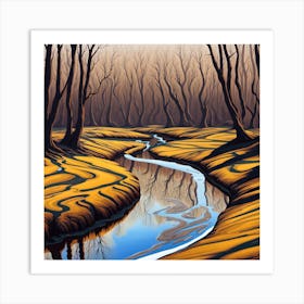 Stream In The Woods Art Print