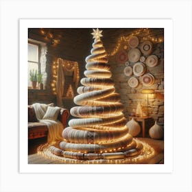 Traditional woven fabric Christmas Tree Art Print