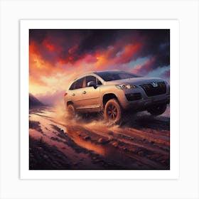 Suv Driving In The Mud Póster