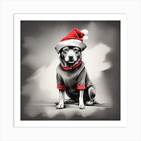 Santa Dog Art Print