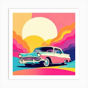 Retro Illustration Cartoon Vibrant Colors Pastel Black White Gradient Nostalgic Animated 2 Art Print