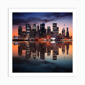 New York City Skyline At Sunset Art Print