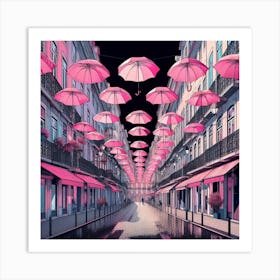 Pink Umbrellas Art Print