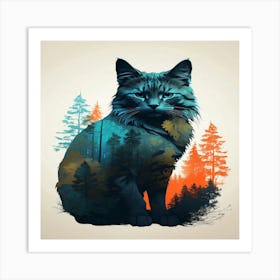 Cat In The Forest Art Print