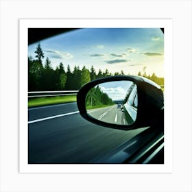 Sky Automobile Highway View Speed Traffic Transportation Mirror Travel Road Black Vehicle (2) Art Print