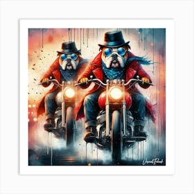 Twin Bulldog Riders Art Print