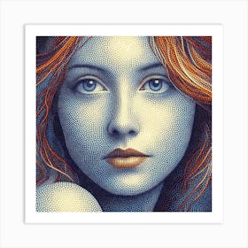 Girl With Blue Hair Art Print