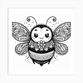 Line Art bumblebee 3 Art Print