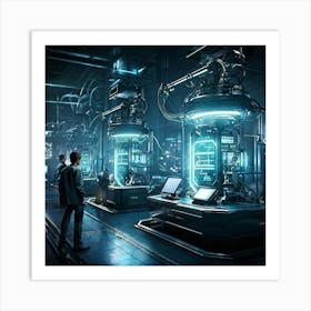 Cyber Industrial Landscape Featuring Advanced Automation Sleek Robotic Arms Performing Intricate Ta (5) Art Print