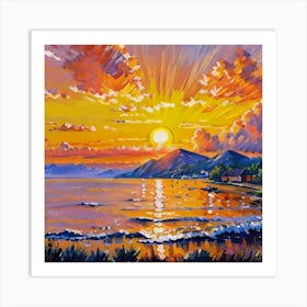 Sunset On The Lake Art Print