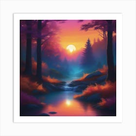 Sunset In The Forest 5 Art Print