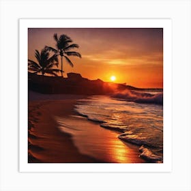 Sunset On The Beach 414 Art Print