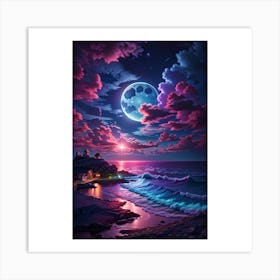 Full Moon At Night Art Print