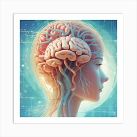 Brain - Female Head Art Print