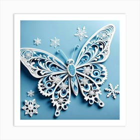 Butterfly With Snowflakes 1 Art Print