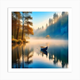 Boat On A Lake 2 Art Print