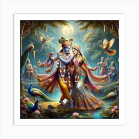 Krishna And Radha 1 Art Print