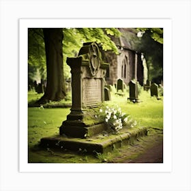 Remembrance Vintage Tomb Landmark Beautiful Plant Headstone Culture Old Architecture Rest Art Print