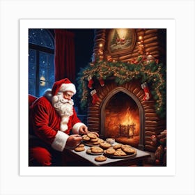 Santa Claus Baking Cookies Art Print