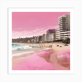 Bondi Beach, Sydney, Australia Pink Photography 2 Art Print