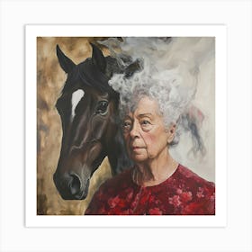 Woman And A Horse Art Print