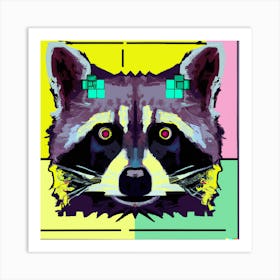 Popart Robot Raccoon 4 Art Print