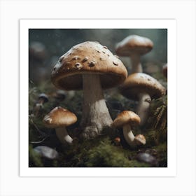 Mushrooms In The Forest 13 Art Print