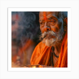 Buddhist Monk In A Temple Art Print