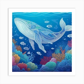 Line Art whale Art Print