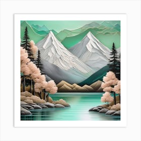 Mountain Landscape Minimalistic Style Art Print