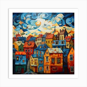 Colorful Houses In The Sky Art Print