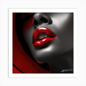 Scarlet Lips - Black And Red Lips Art Print