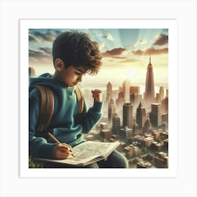 Boy Reading A Book Art Print