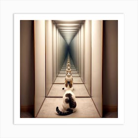 Cat In The Mirror Art Print