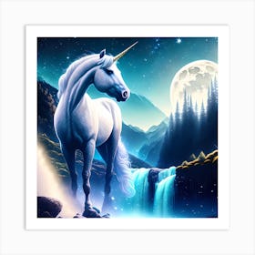 Unicorn In The Night Art Print