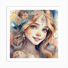 Watercolor Of A Girl 38 Art Print