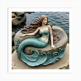 Mermaid Statue Art Print