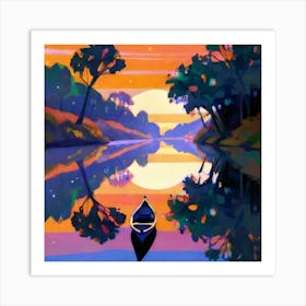 Canoe On The River Art Print