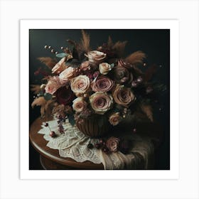 Roses In A Vase 3 Art Print