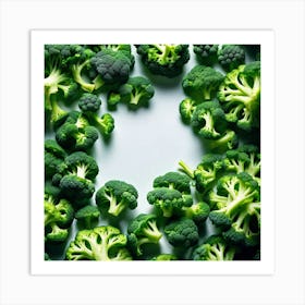 Green Broccoli On White Background Art Print