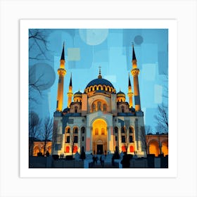 Islamic Mosque At Dusk Art Print