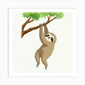 Sloth Hanging From Tree Art Print