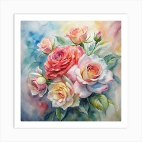 Watercolor Roses Art Print