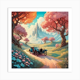 Vintage Car In The Forest 1 Art Print