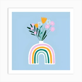 Rainbow Flower Vase Art Print