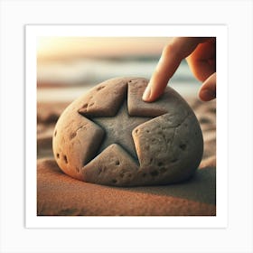 Star Shaped Rock On The Beach Art Print