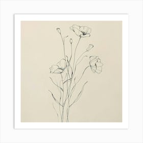 Line Art Of Flowers Art Print