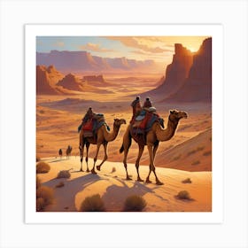 Camels In The Desert Art Print