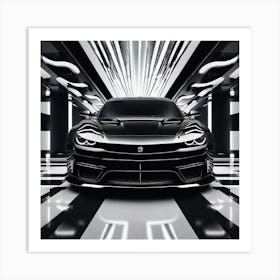 Black And White Sports Car 1 Art Print