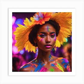 Colorful Woman At A Party Art Print